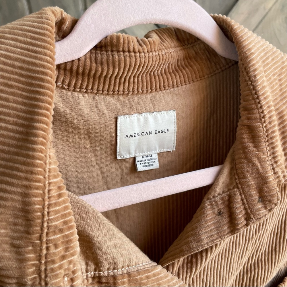 American Eagle Cropped Corduroy Golden Brown Crop Jacket 100% Cotton Size M - Picture 3 of 5